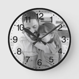 Erstellen Sie Ihr eigenes Foto und Zahlen Runde Wanduhr