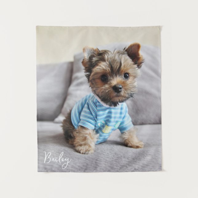 Erstellen Sie Ihr eigenes Foto Vertikal-Monogramm Wandteppich (Vorderseite)