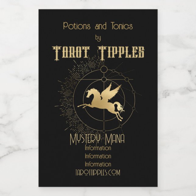 Erstellen Sie Ihr eigenes Gold Arcane Chariot Taro Weinetikett (Einzelnes Label)