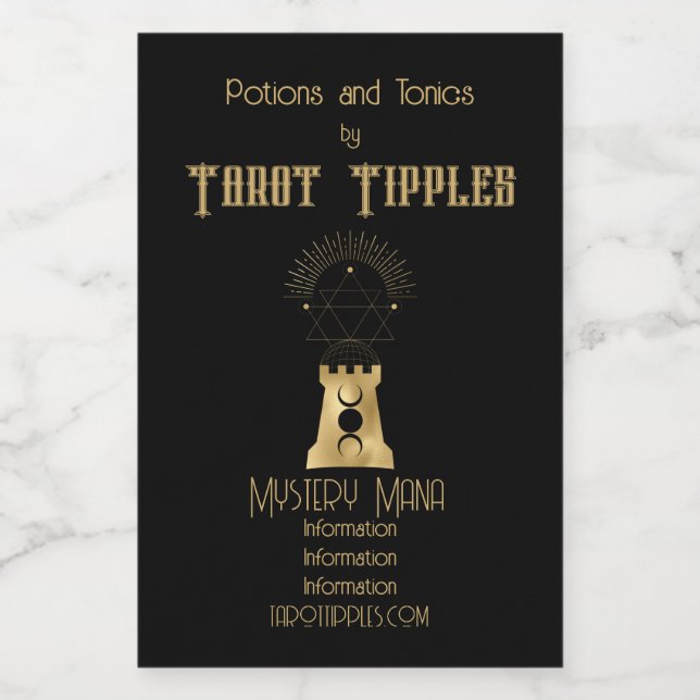 Erstellen Sie Ihr eigenes Gold Arcane Moon Tower T Weinetikett (Einzelnes Label)