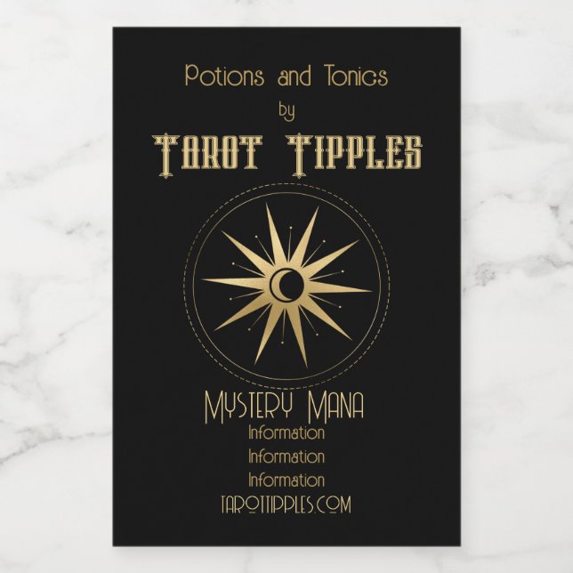 Erstellen Sie Ihr eigenes Gold Arcane Star Tarot Weinetikett (Einzelnes Label)