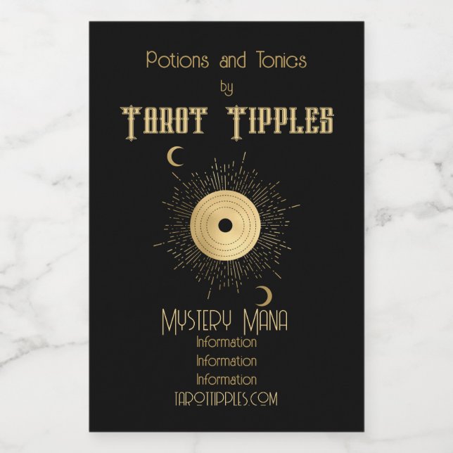 Erstellen Sie Ihr eigenes Gold Arcane Sun Tarot Weinetikett (Einzelnes Label)