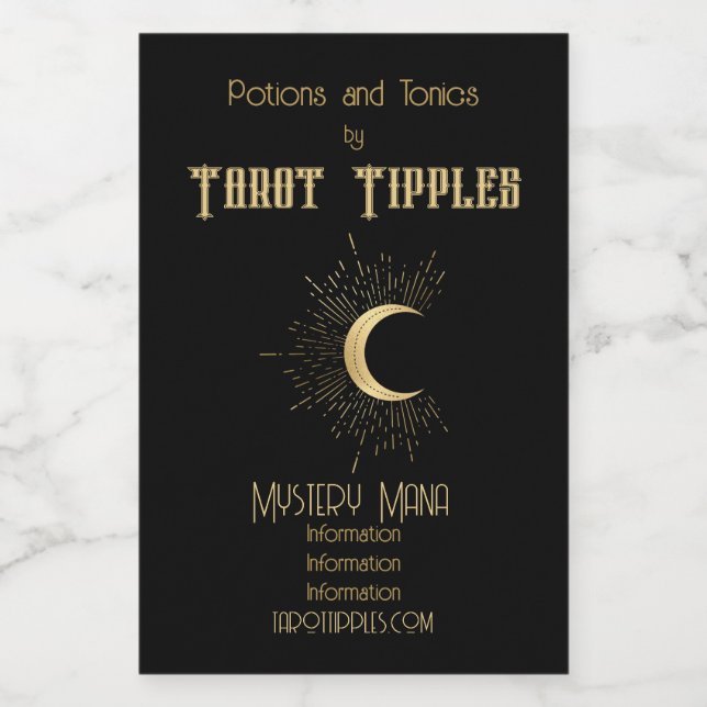 Erstellen Sie Ihr eigenes Gold Arcanon Moon Tarot Weinetikett (Einzelnes Label)