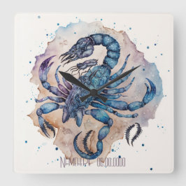 Erstellen Sie Ihr eigenes Gold & Blue Mystical Sco Quadratische Wanduhr