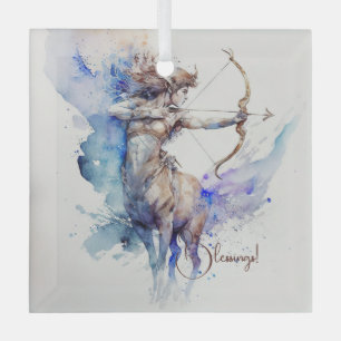 Erstellen Sie Ihr eigenes Gold & Blue Sagittarier  Ornament Aus Glas