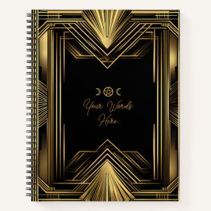 Erstellen Sie Ihr eigenes goldenes Art Deco Schwar Notizbuch