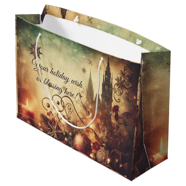 Erstellen Sie Ihr eigenes gotisches Weihnachtsschl Große Geschenktüte (Rückseite Schrägansicht)