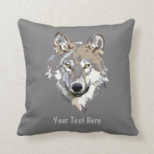 Erstellen Sie Ihr eigenes graues Wolf-Kissen Kissen