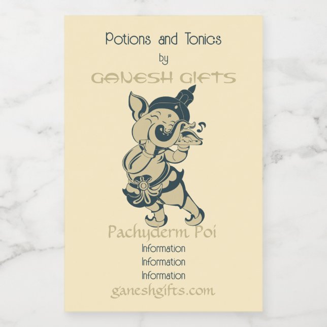 Erstellen Sie Ihr eigenes Green & Gold Ganesh Flut Weinetikett (Einzelnes Label)