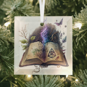 Erstellen Sie Ihr eigenes Hexenzauberbuch Ornament Aus Glas