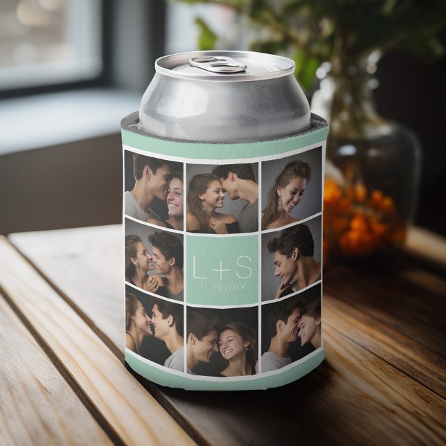 Erstellen Sie Ihr eigenes Hochzeitfoto Collage Mon Dosenkühler (Personalized Can Cooler - Add Your name for a great wedding anniversary party favor)