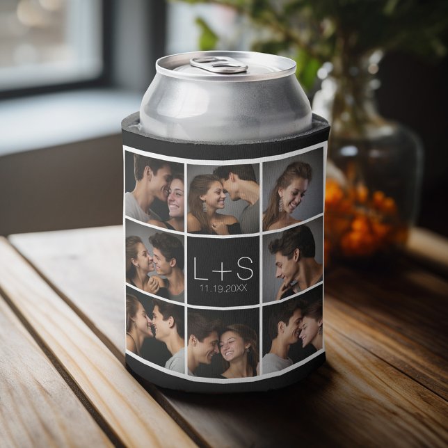 Erstellen Sie Ihr eigenes Hochzeitfoto Collage Mon Dosenkühler (Personalized Can Cooler - Add Your name for a great wedding anniversary party favor)