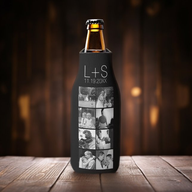 Erstellen Sie Ihr eigenes Hochzeitfoto Collage Mon Flaschenkühler (Wedding Photo Collage - personalized bottle cooler)