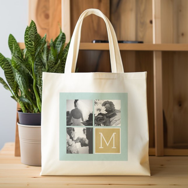 Erstellen Sie Ihr eigenes Hochzeitfoto Collage Mon Jumbo Stoffbeutel (Personalized Tote Bag - Wedding Photo Collage)