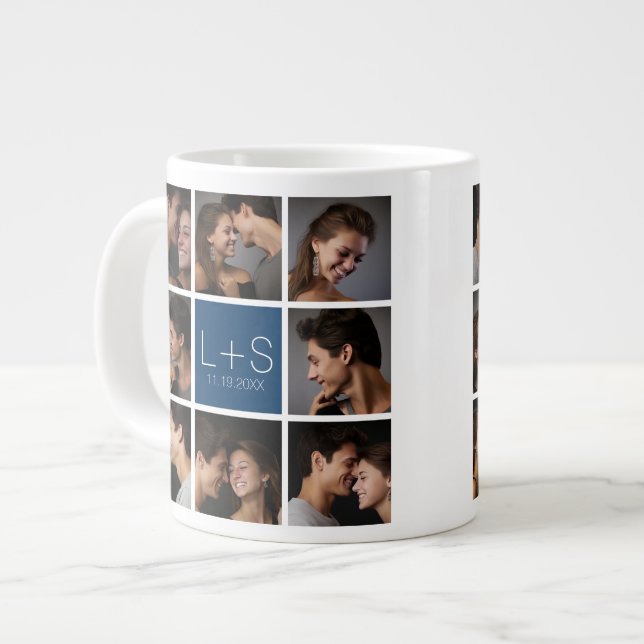 Erstellen Sie Ihr eigenes Hochzeitfoto Collage Mon Jumbo-Tasse (Vorderseite Links)