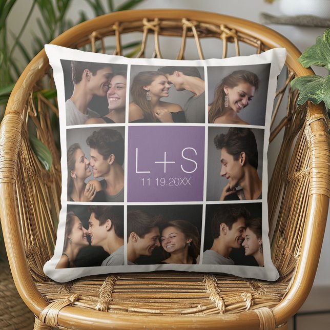 Erstellen Sie Ihr eigenes Hochzeitfoto Collage Mon Kissen (Custom Anniversary Pillow)