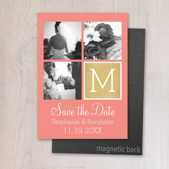 Erstellen Sie Ihr eigenes Hochzeitfoto Collage Mon Magneteinladung (Magnetic Invitation - Save the Date)