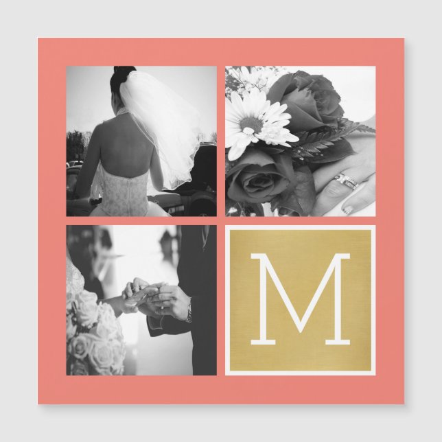 Erstellen Sie Ihr eigenes Hochzeitfoto Collage Mon Magnetkarte (Vorderseite)