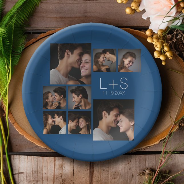 Erstellen Sie Ihr eigenes Hochzeitfoto Collage Mon Pappteller (Personalized Wedding and Anniversary Party Plates)