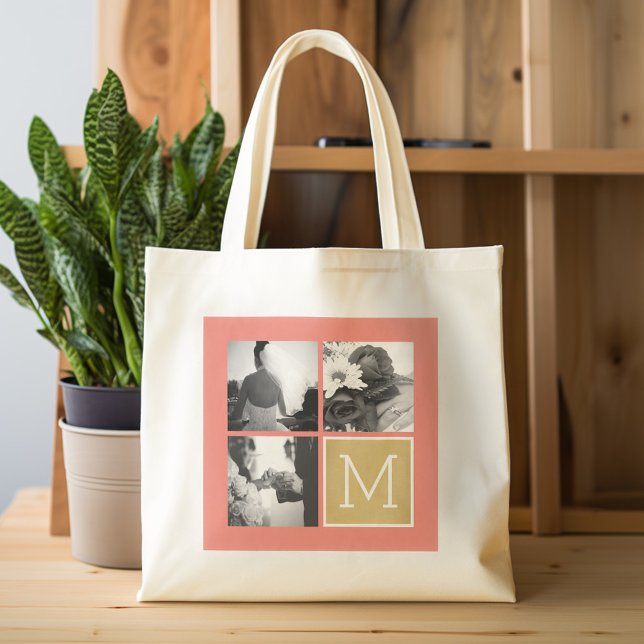 Erstellen Sie Ihr eigenes Hochzeitfoto Collage Mon Tragetasche (Personalized Tote Bag - Wedding Photo Collage)