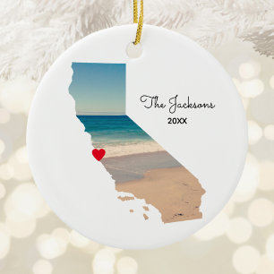 Erstellen Sie Ihr eigenes Kalifornien-Urlaubsfoto Keramik Ornament