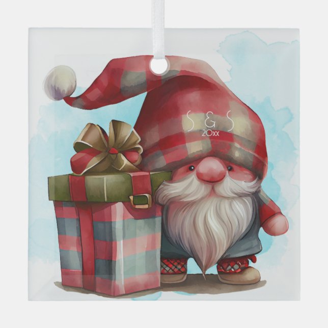 Erstellen Sie Ihr eigenes Kariertes Weihnachtsspie Ornament Aus Glas (Vorderseite)