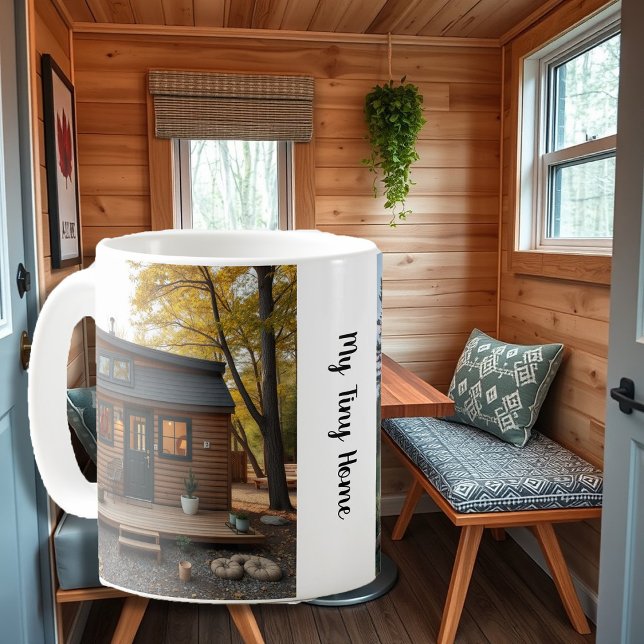 Erstellen Sie Ihr eigenes, kleines Zuhause-Foto Kaffeetasse (Create your own personal tiny home photo coffee mug. You can add your own photos and text.)