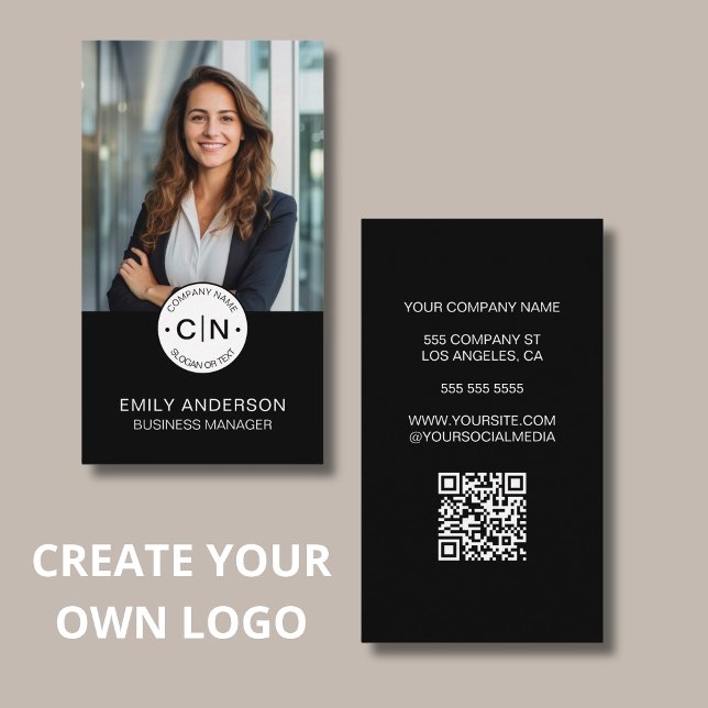 Erstellen Sie Ihr eigenes Logo Beruflich. Visitenkarte (Create Your Own Logo Black Professional Business Card)