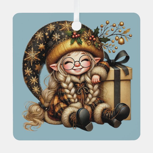 Erstellen Sie Ihr eigenes magisches Weihnachtsgesc Ornament Aus Metall (Vorderseite)