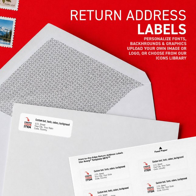 ERSTELLEN SIE IHR EIGENES minimalistisches benutze (Create your personalized address labels, customize & select the fonts, graphics & background colors)