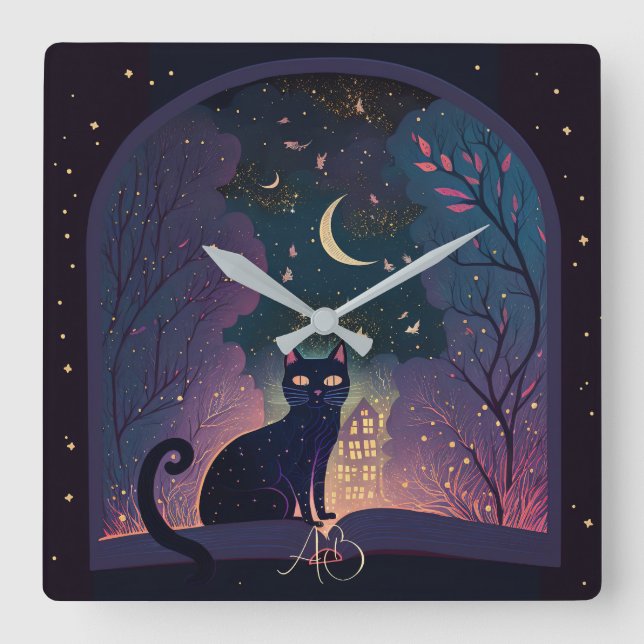 Erstellen Sie Ihr eigenes mystisches Zauberfenster Quadratische Wanduhr (Vorderseite)