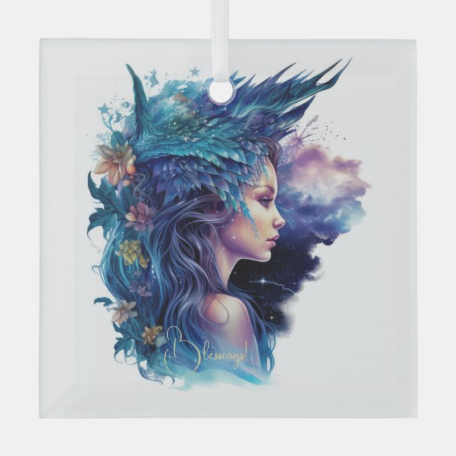 Erstellen Sie Ihr eigenes mythisches Amphitrite Ny Ornament Aus Glas (Vorderseite)