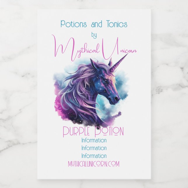 Erstellen Sie Ihr eigenes mythisches Lila Einhorn Lebensmitteletikett (Einzelnes Label)