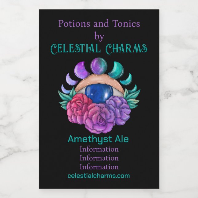 Erstellen Sie Ihr eigenes Niedliches Auge, Mond un Weinetikett (Einzelnes Label)