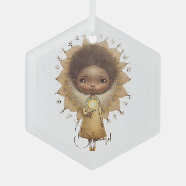 Erstellen Sie Ihr eigenes Niedliches Sonnenblumenm Ornament Aus Glas (Vorderseite)