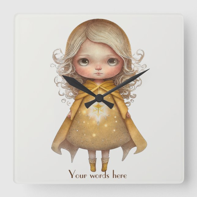 Erstellen Sie Ihr eigenes Niedliches Starlight Gir Quadratische Wanduhr (Vorderseite)