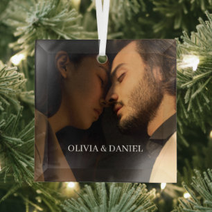 Erstellen Sie Ihr eigenes Paar-Foto-Geschenk Ornament Aus Glas