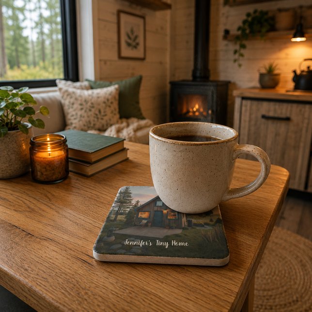 Erstellen Sie Ihr eigenes persönliches Tiny-Home-F Steinuntersetzer (Create your own personal tiny home photo stone coaster. Nice coasters for Tiny Home lovers.)