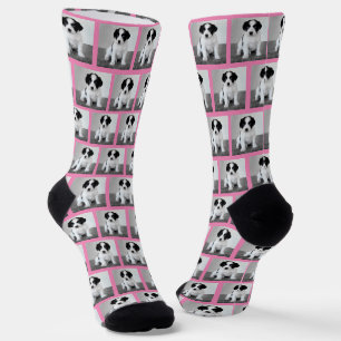 Erstellen Sie Ihr eigenes Pet-Foto Muster Pink Bor Socken