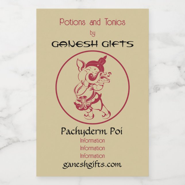 Erstellen Sie Ihr eigenes Red & Gold Ganesh-Blatt Weinetikett (Einzelnes Label)