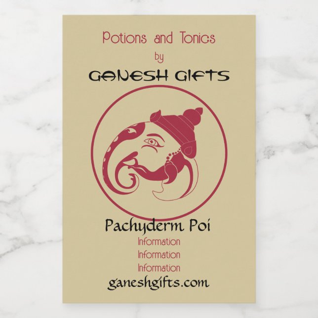 Erstellen Sie Ihr eigenes Red & Gold Ganesh Profil Weinetikett (Einzelnes Label)