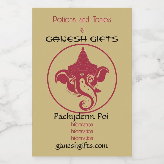Erstellen Sie Ihr eigenes Red & Gold Ganesh Weinetikett (Einzelnes Label)