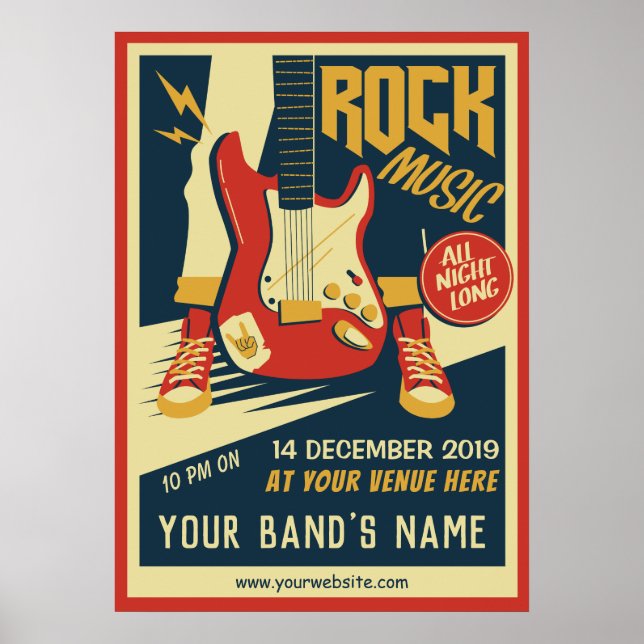 Erstellen Sie Ihr eigenes Retro Rock Musikposter Poster (Vorne)