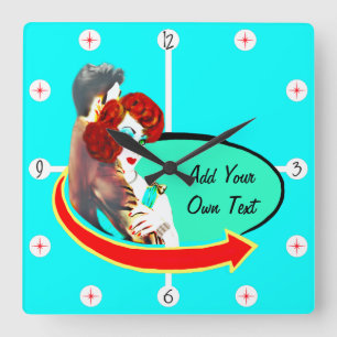 Erstellen Sie Ihr eigenes Retro Vintag 50er Diner Quadratische Wanduhr