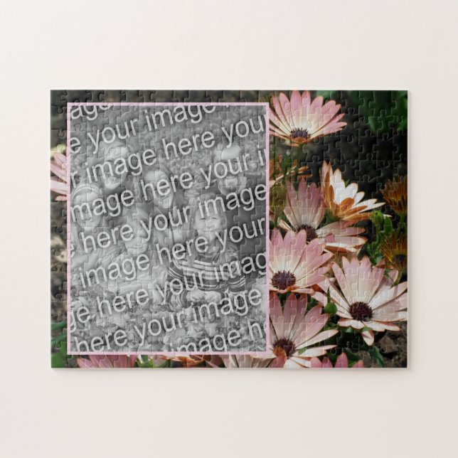 Erstellen Sie Ihr eigenes rosa African Daisy Blume Puzzle (Horizontal)