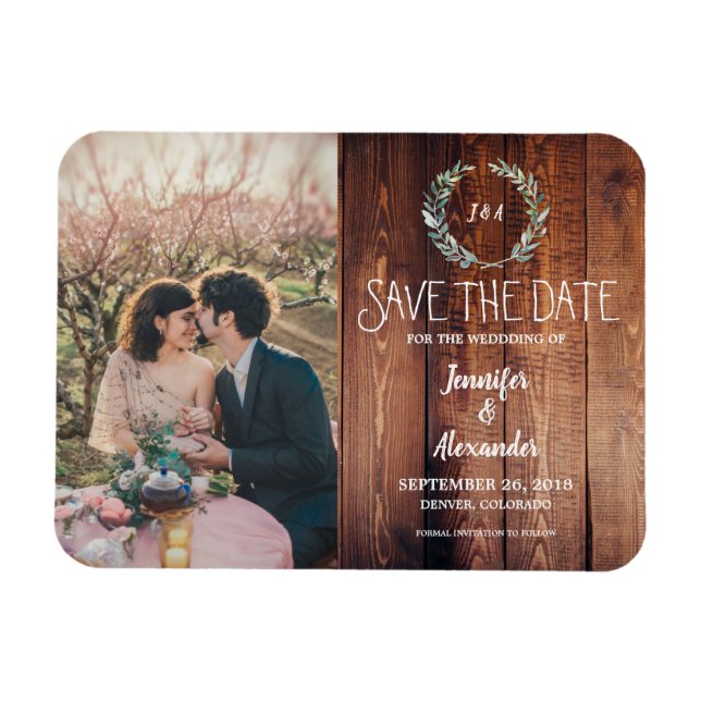 Erstellen Sie Ihr eigenes rustikales Monogramm-Fot Magnet (Horizontal)