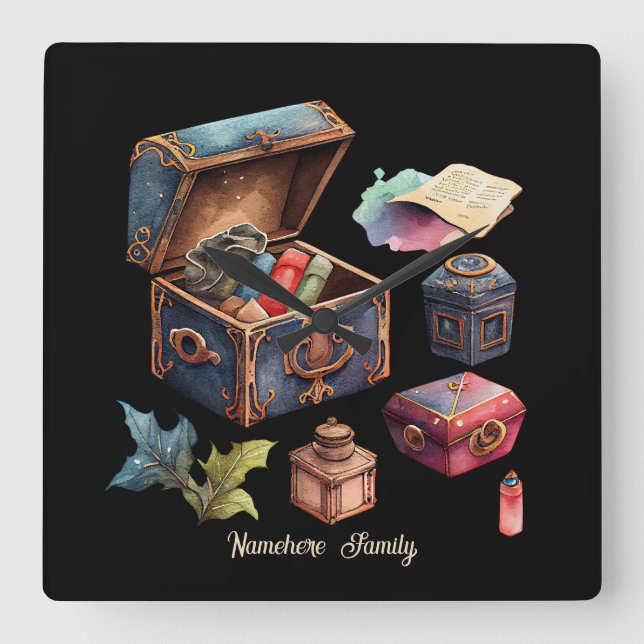 Erstellen Sie Ihr eigenes Schatzkartentafel für ge Quadratische Wanduhr (Vorderseite)