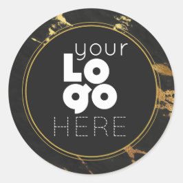 Erstellen Sie Ihr eigenes Schwarz/Gold-Imitat-Marm Runder Aufkleber