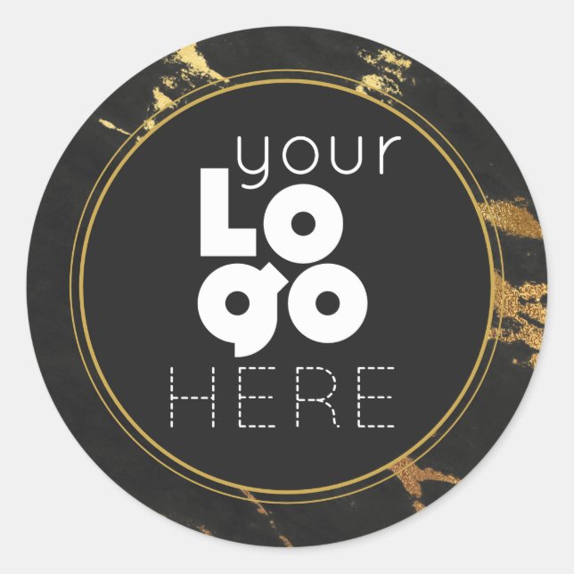 Erstellen Sie Ihr eigenes Schwarz/Gold-Imitat-Marm Runder Aufkleber (Vorderseite)