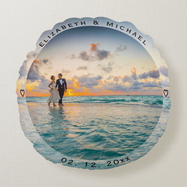 Erstellen Sie Ihr eigenes unvergessliches Hochzeit Rundes Kissen (Vorderseite)